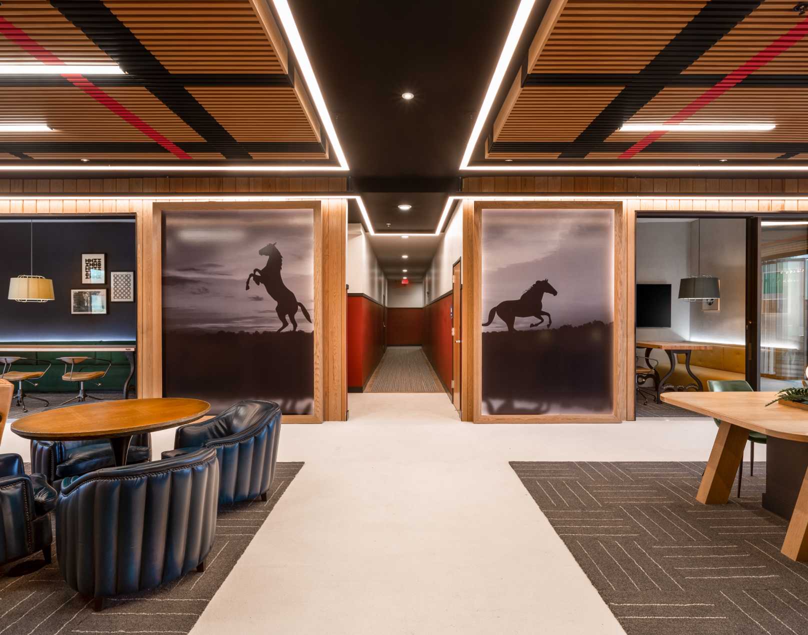 A study area with lounge seating