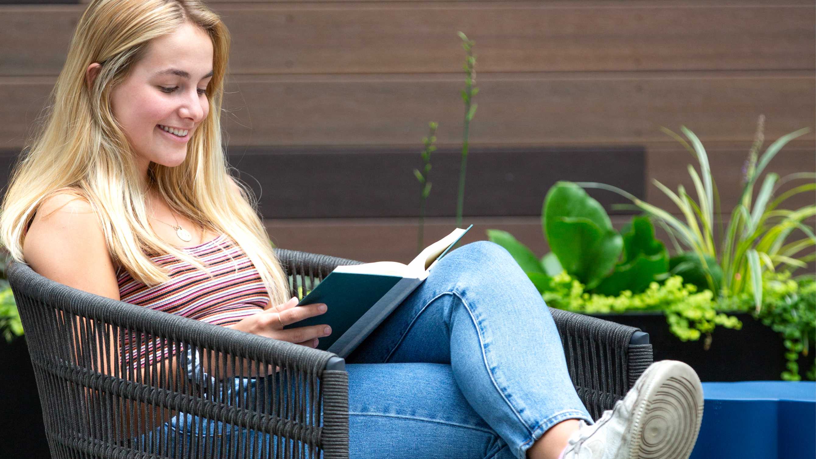 A woman reading a book