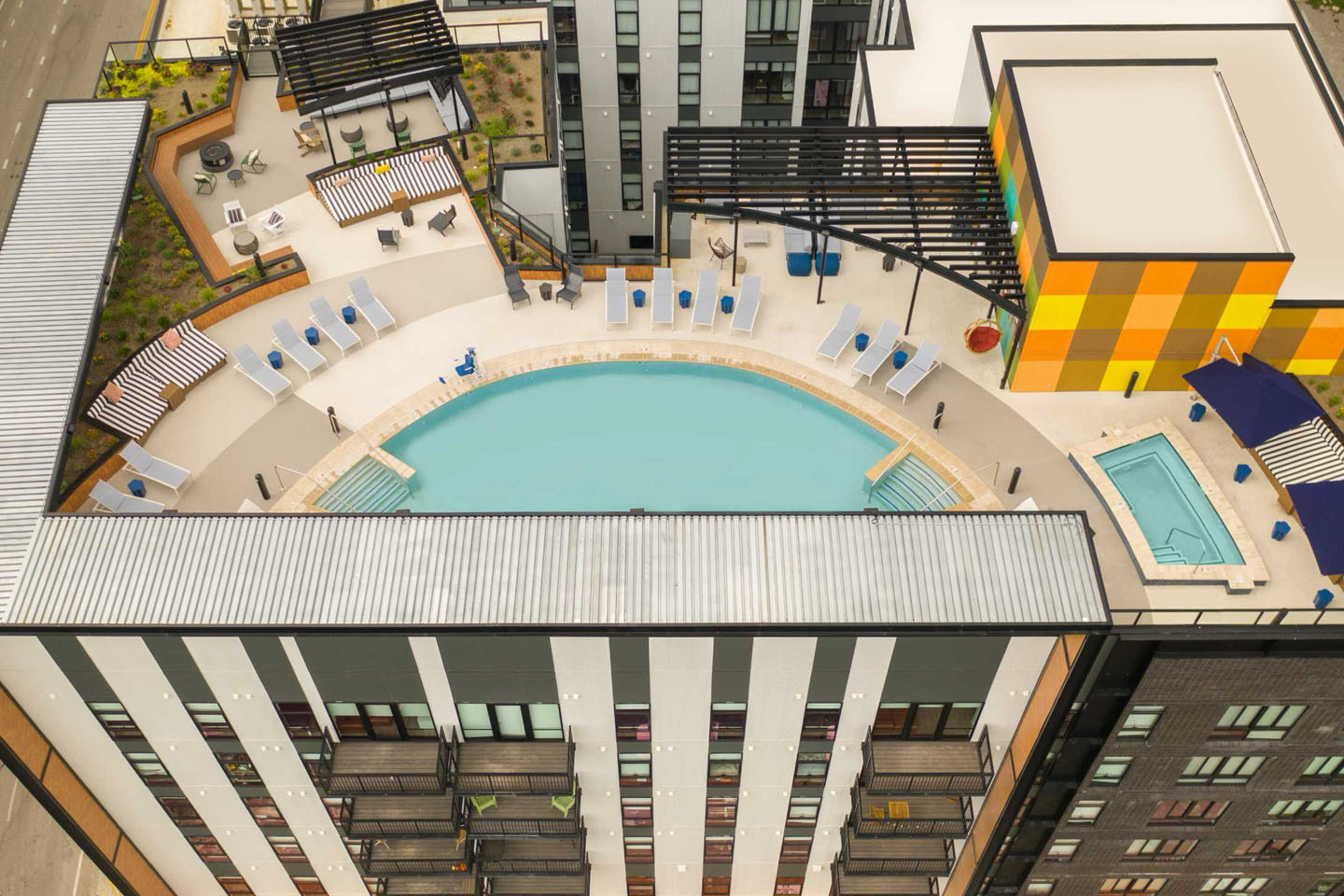 Rooftop pool and lounge area