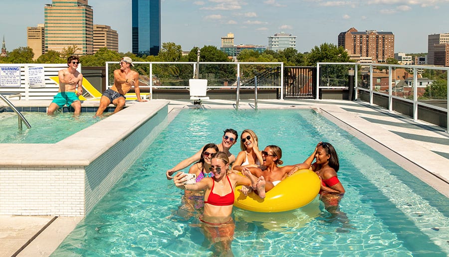 Resort-style Sundeck, with Pool and Hot Tub