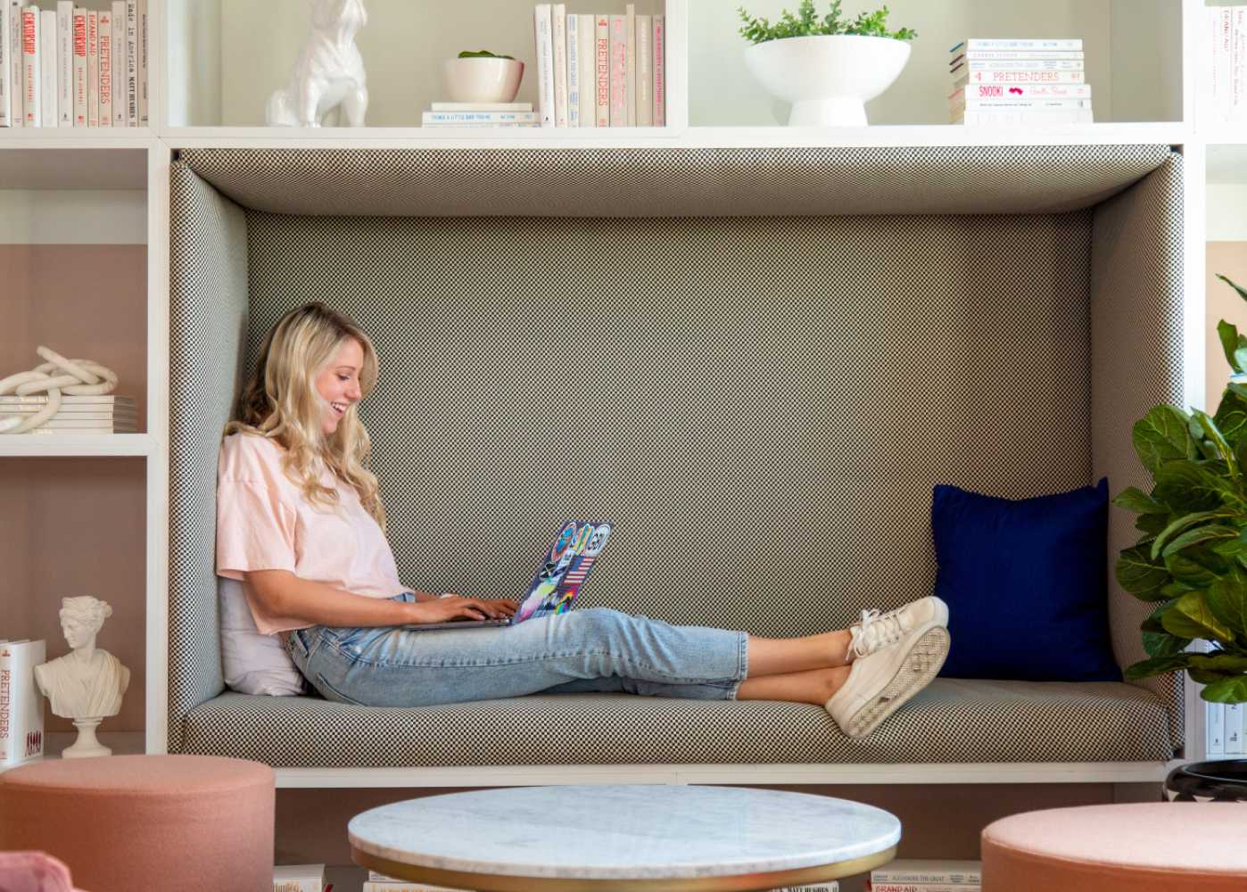 woman working on her computer