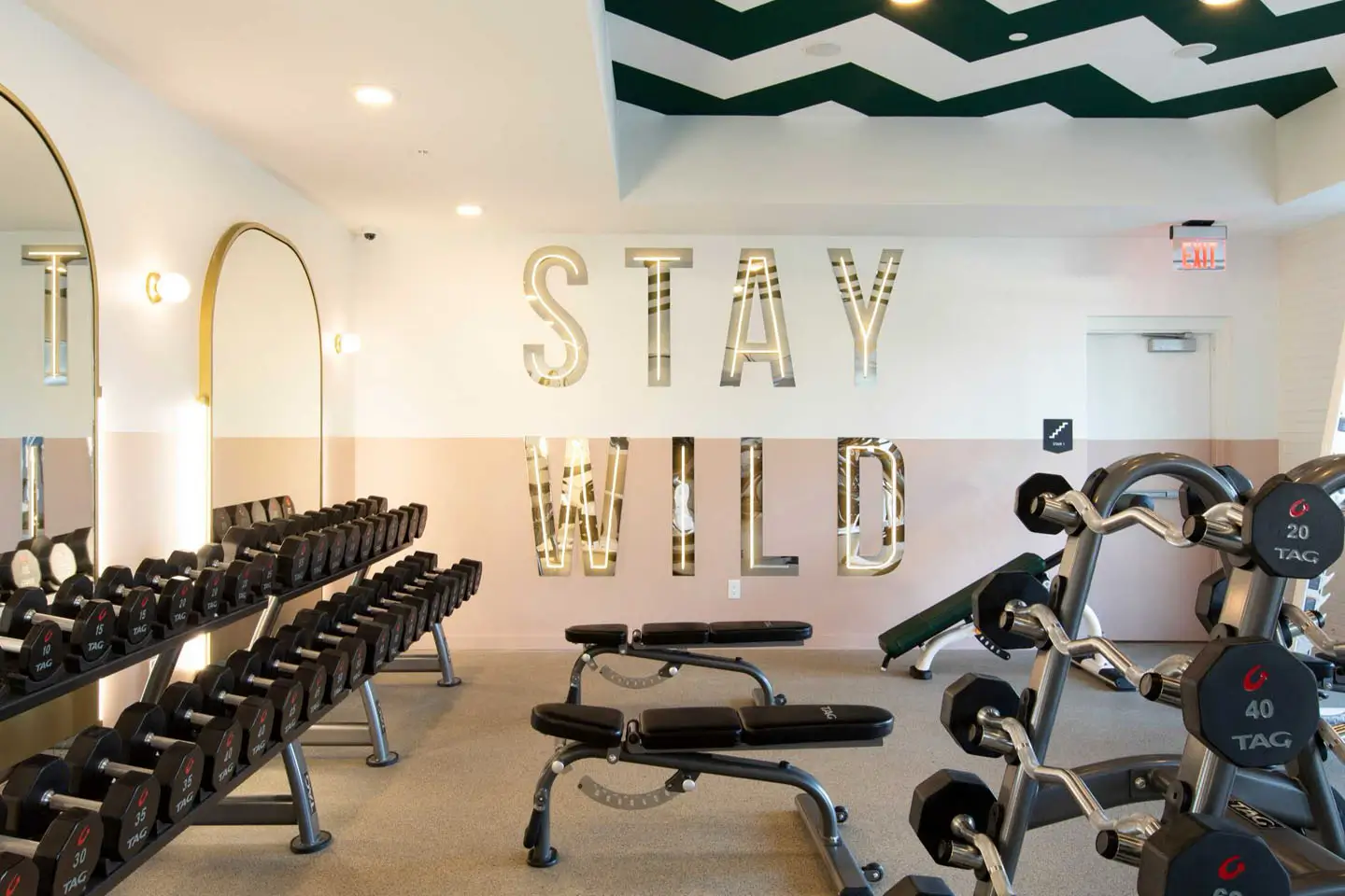 fitness center with free weights