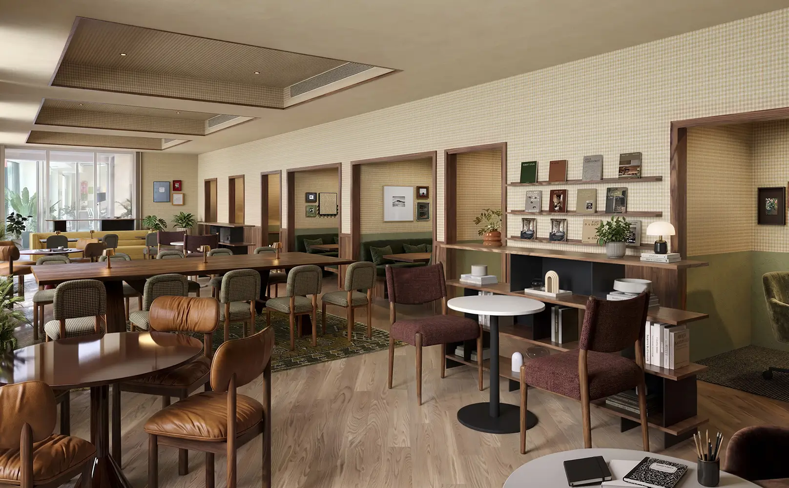 Resident lounge area with seating and tables