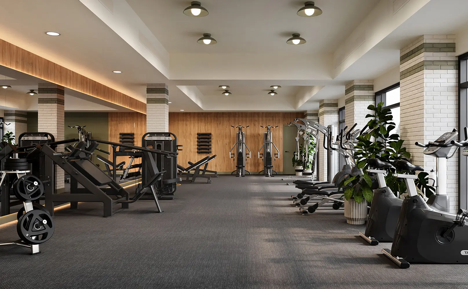 Fitness center with exercise equipment