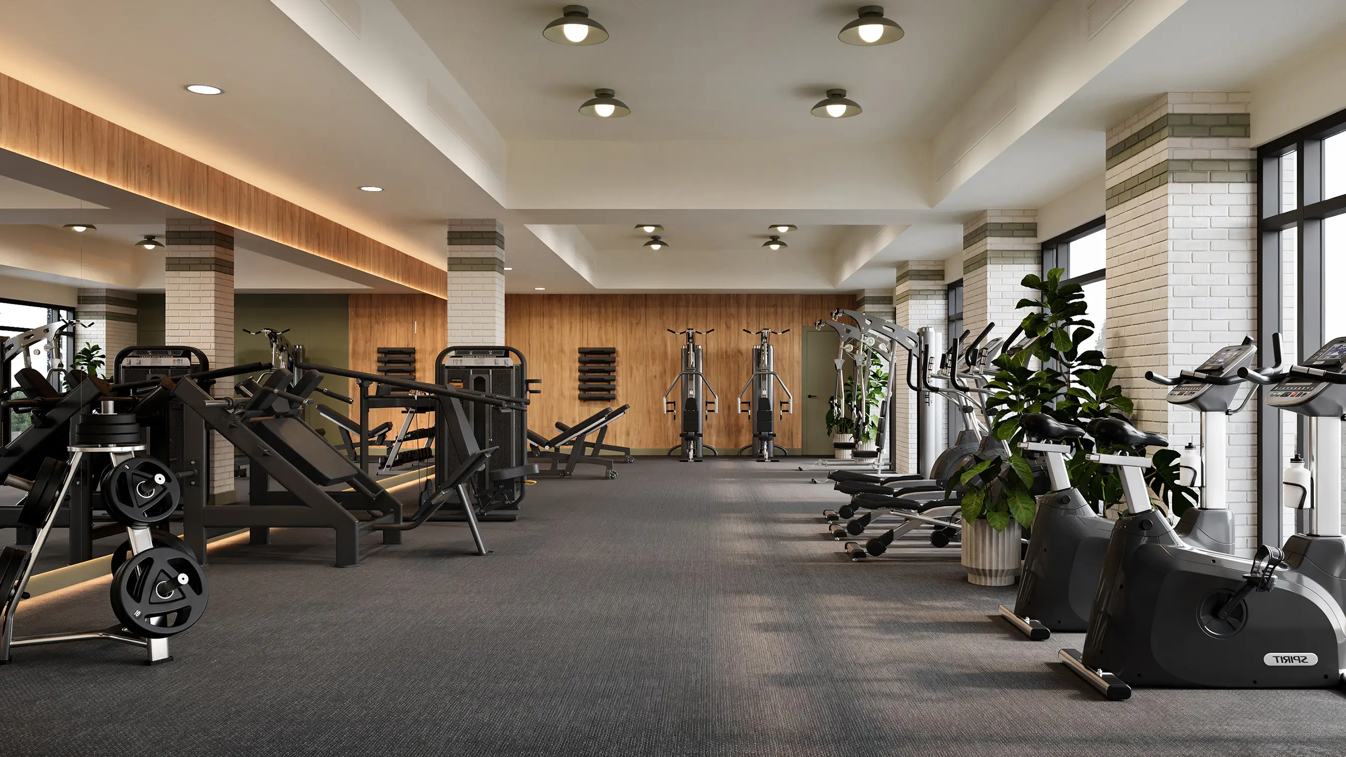 Fitness center with exercise equipment