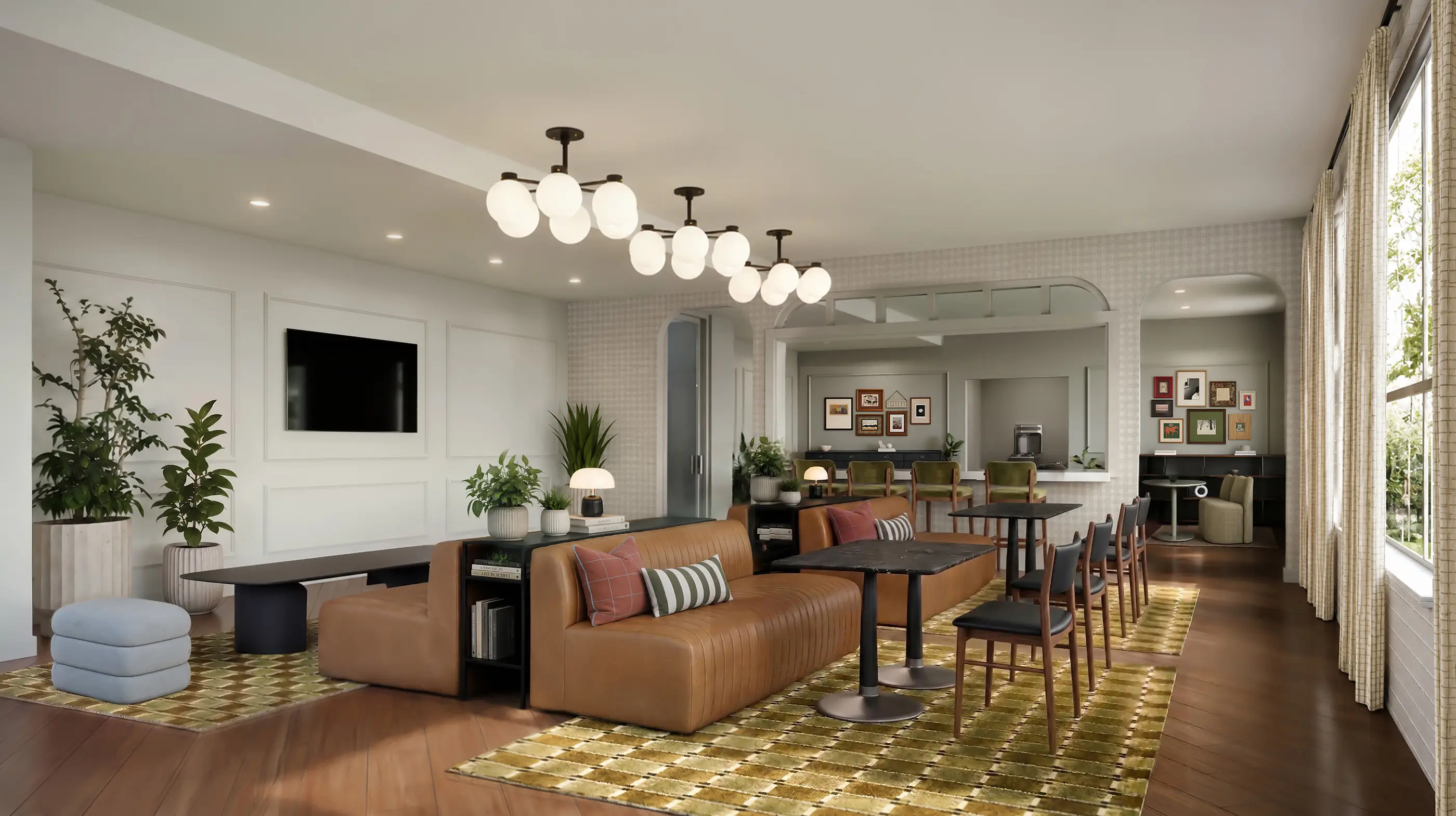Resident lounge area with tables and seating
