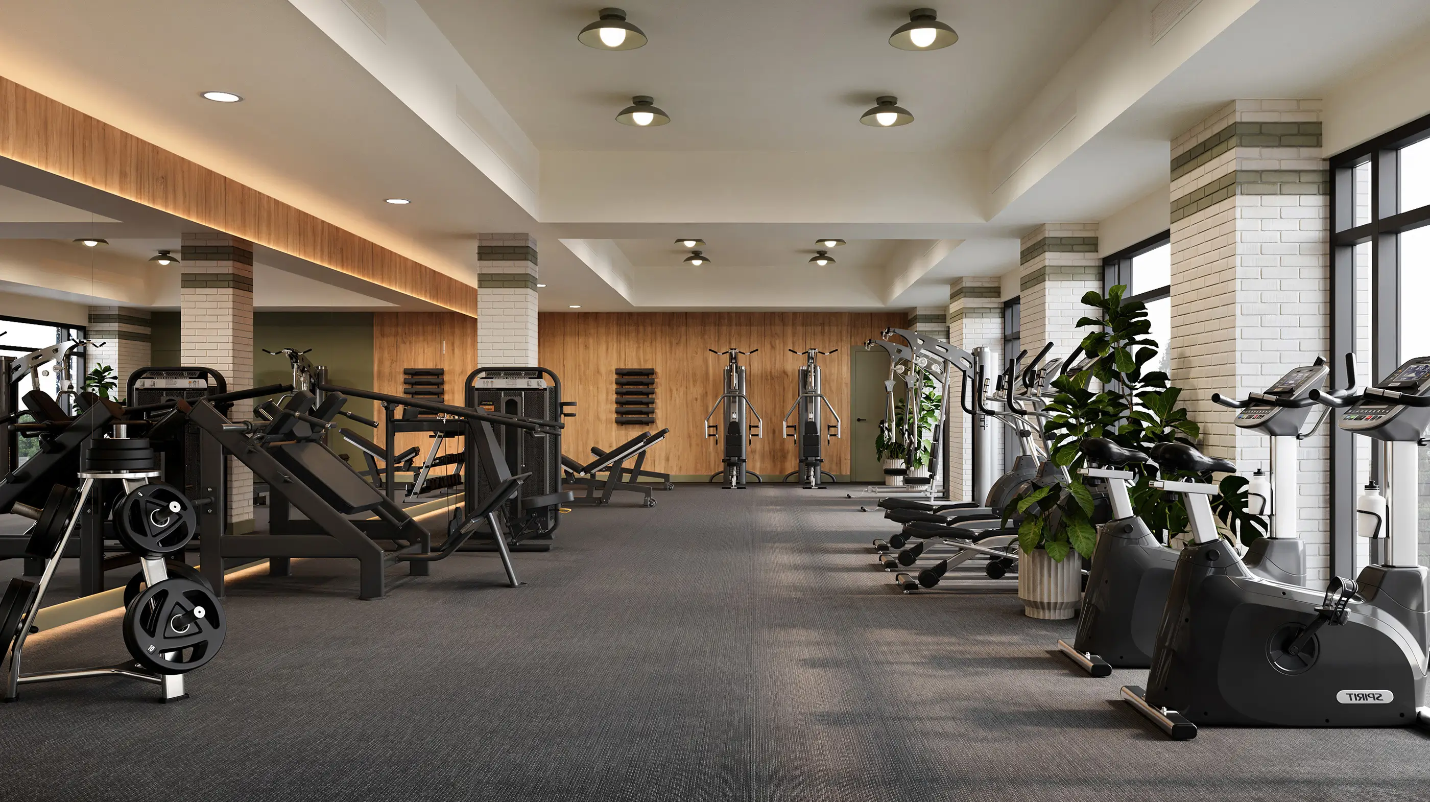 fitness center with exercise equipment