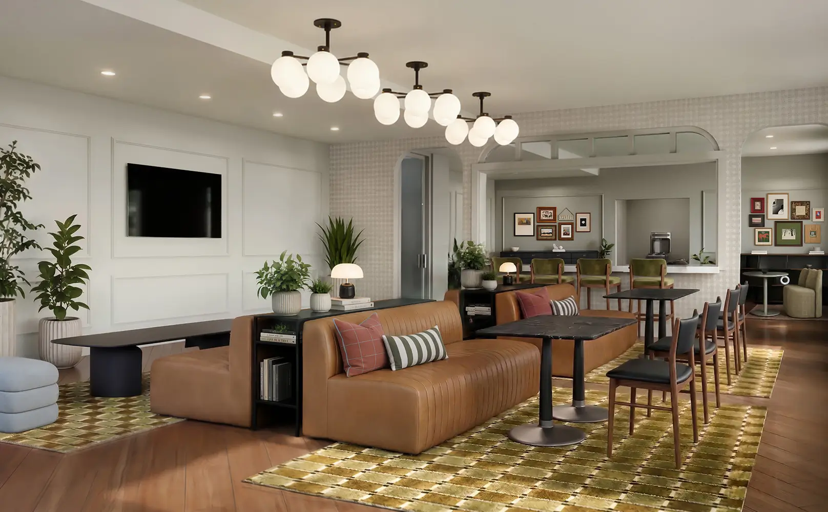 Resident lounge area with tables and seating