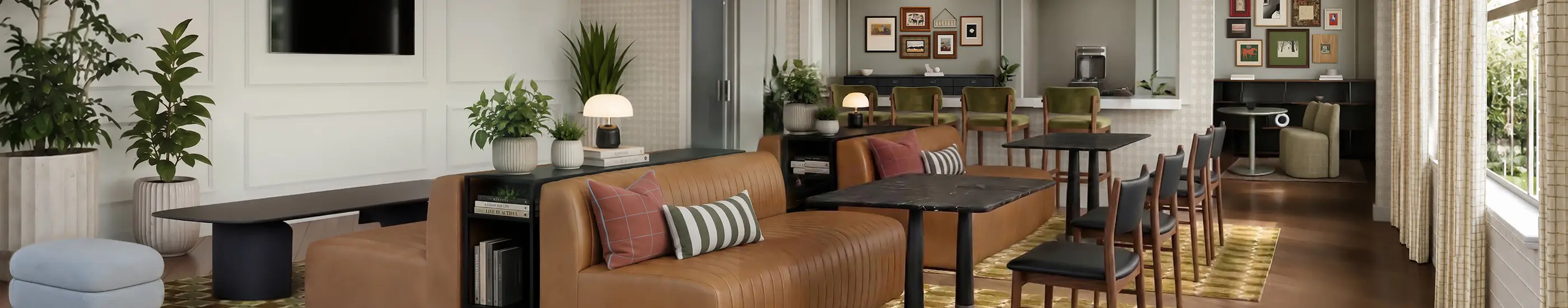 Resident lounge area with tables and seating