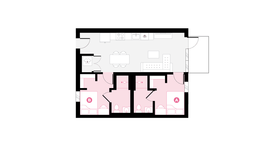 Rendering for 2x2 A floor plan