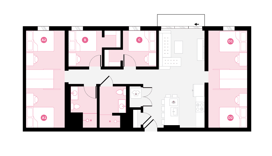 Rendering for 4x2 D floor plan