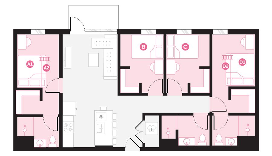 Rendering for 4x3 B floor plan