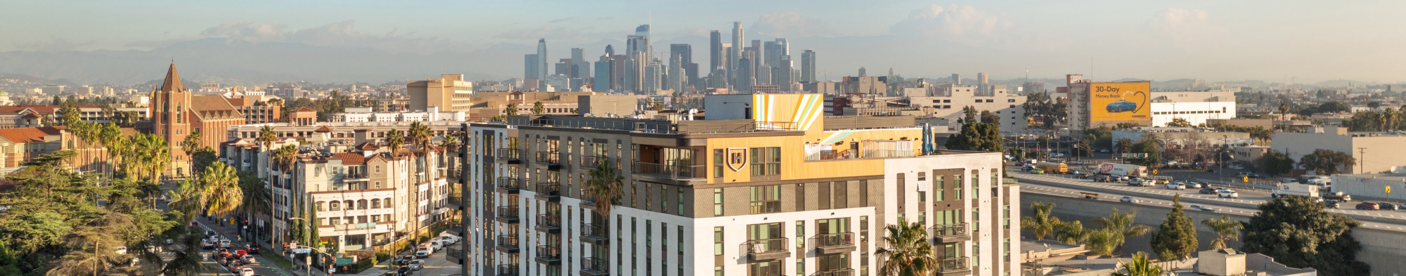 Skyline view of Hub LA Coliseum
