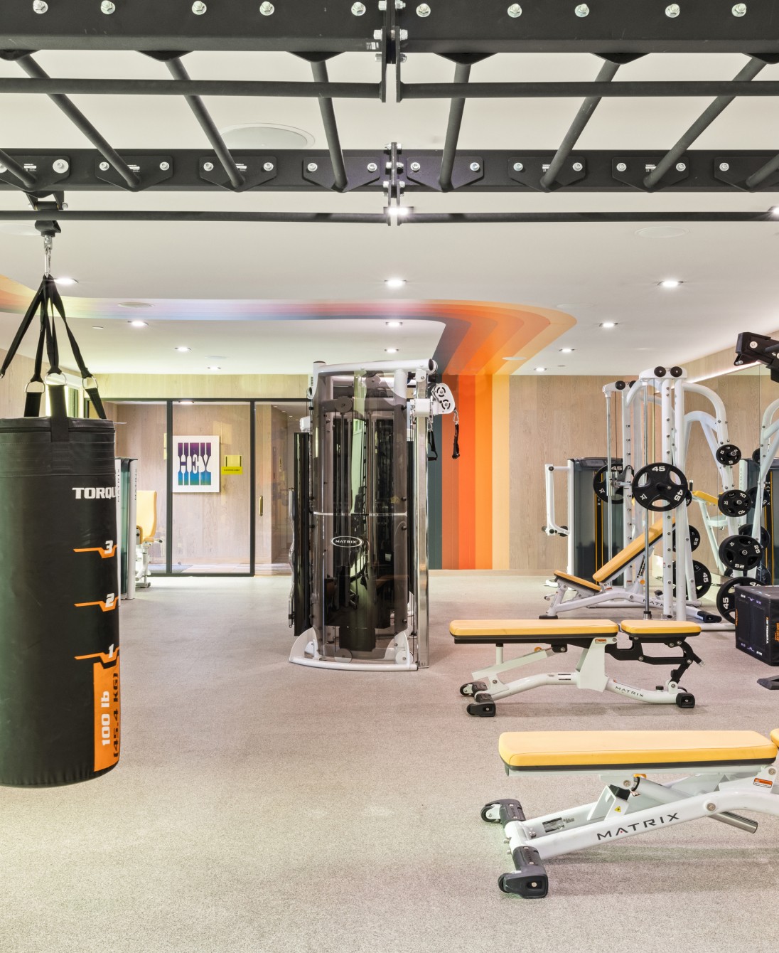 Fitness center with exercise equipment