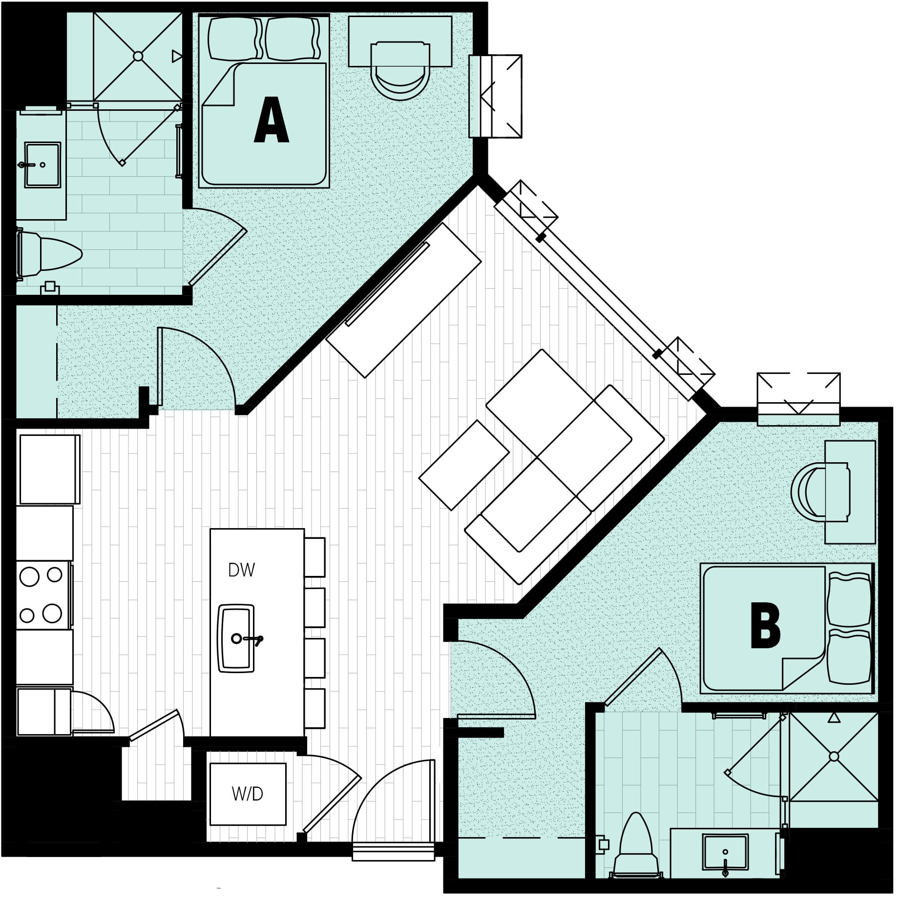 Rendering for 2x2 floor plan