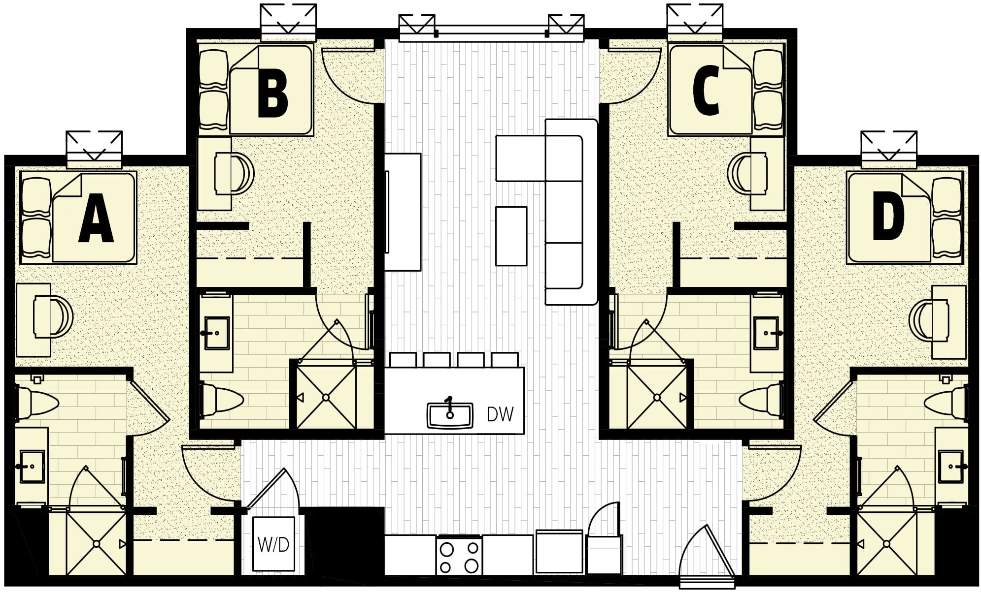 Rendering for 4x4 floor plan