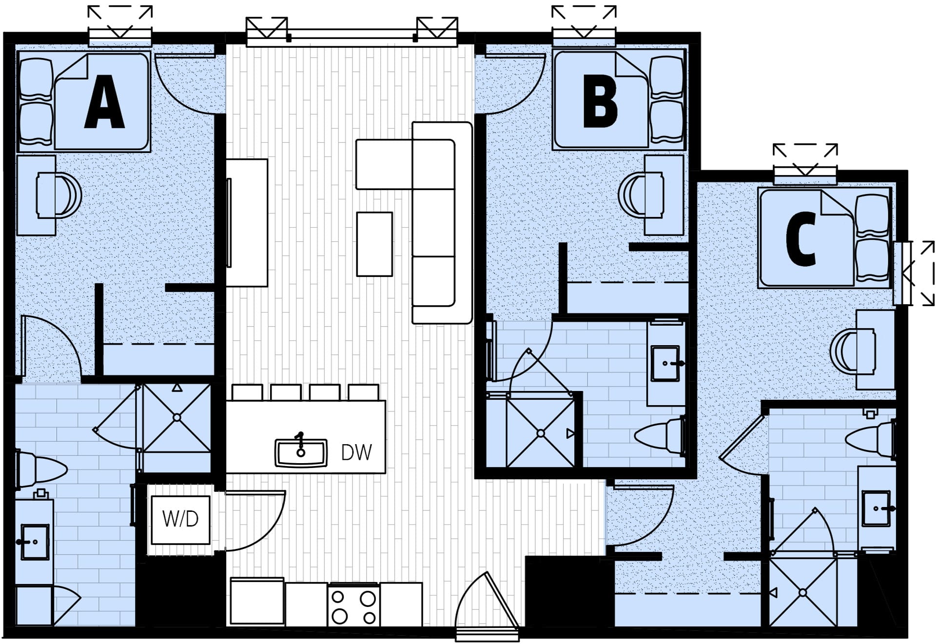 Rendering for 3x3 floor plan
