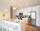 Kitchen with white cabinets