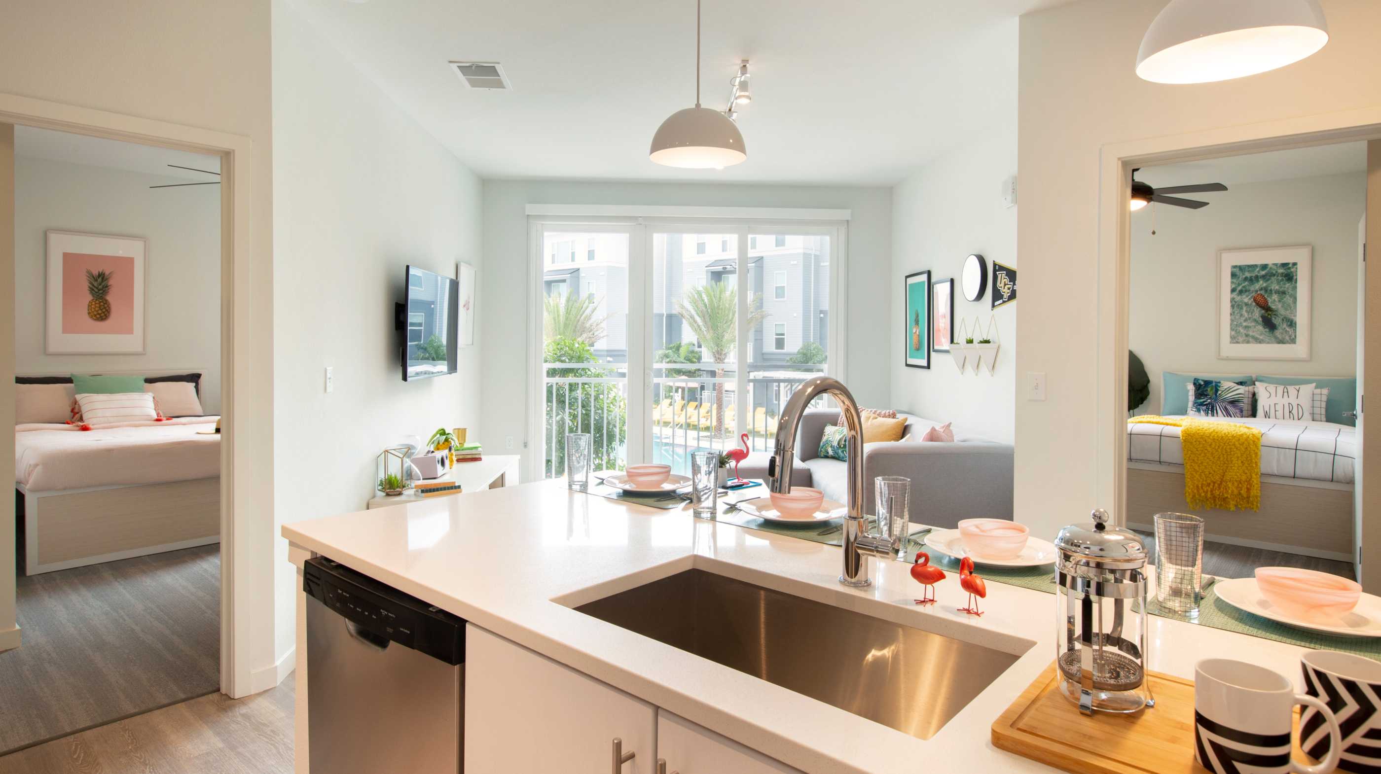 A kitchen with modern appliances