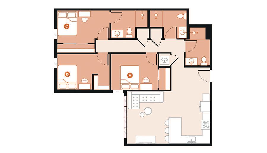 Rendering for 3X3 A floor plan