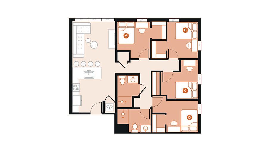 Rendering for 4x2 B floor plan
