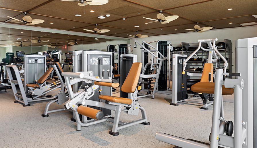 Fitness center with weightlifting equipment