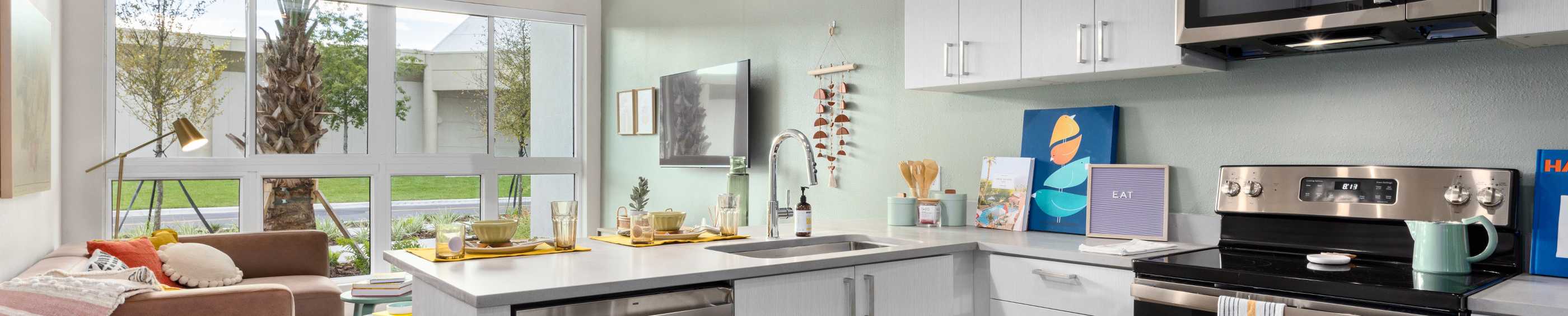 A kitchen with modern appliances