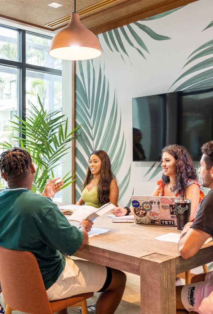 A group of friends studying together