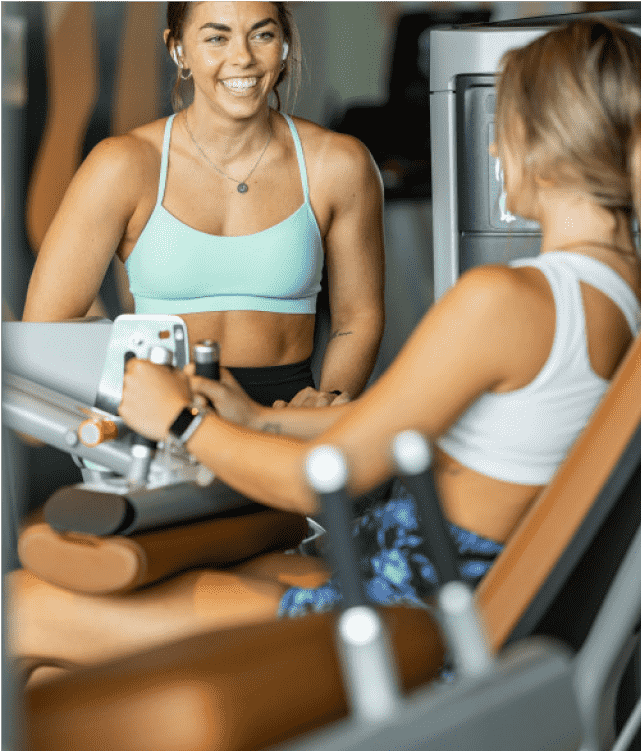 Two women in a fitness center
