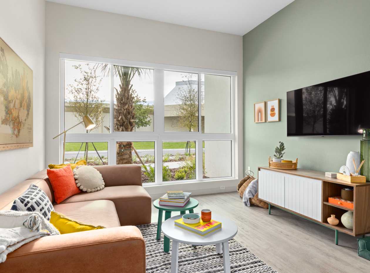 Living room with a TV and a couch