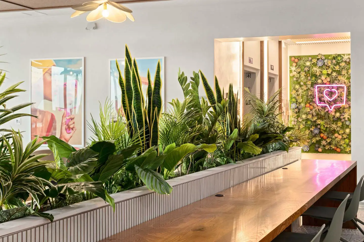 table featuring plants and greenery