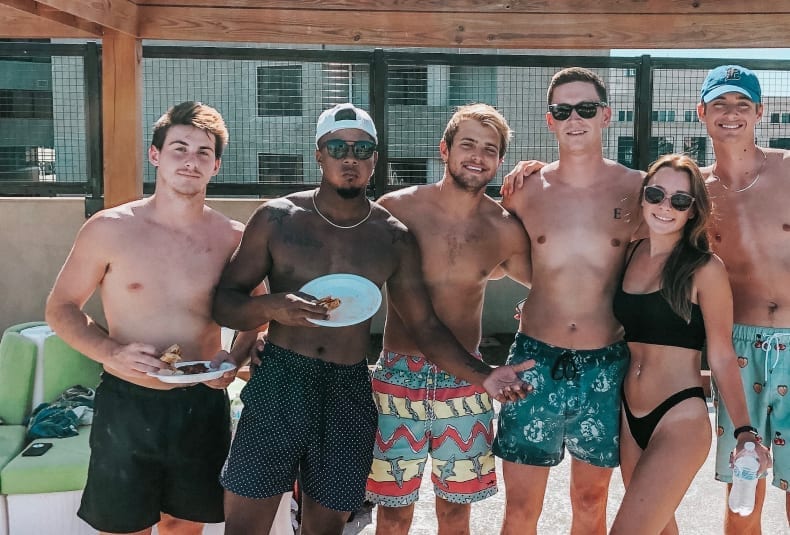 Students Lounging by Pool