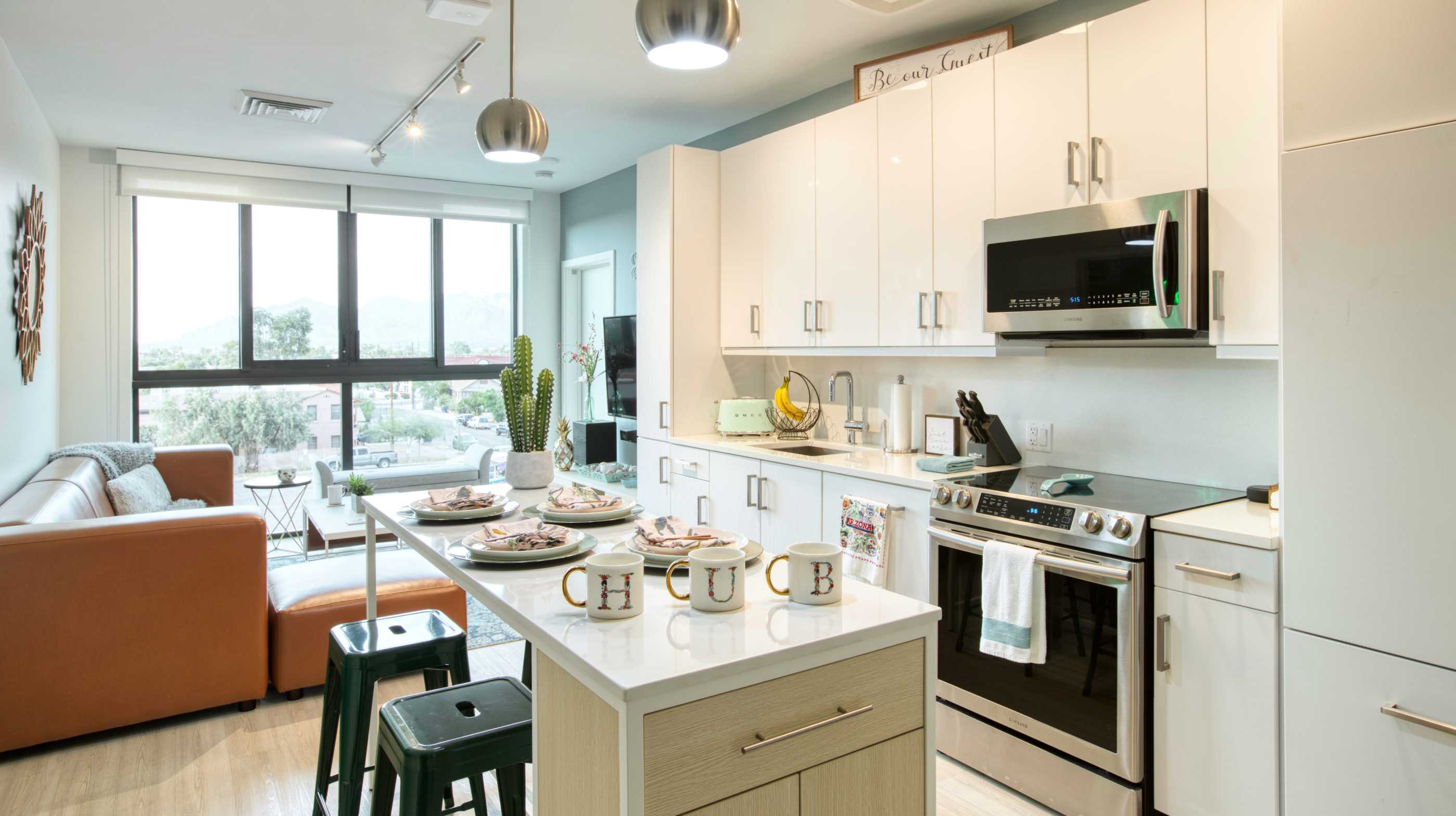 A kitchen with modern appliances