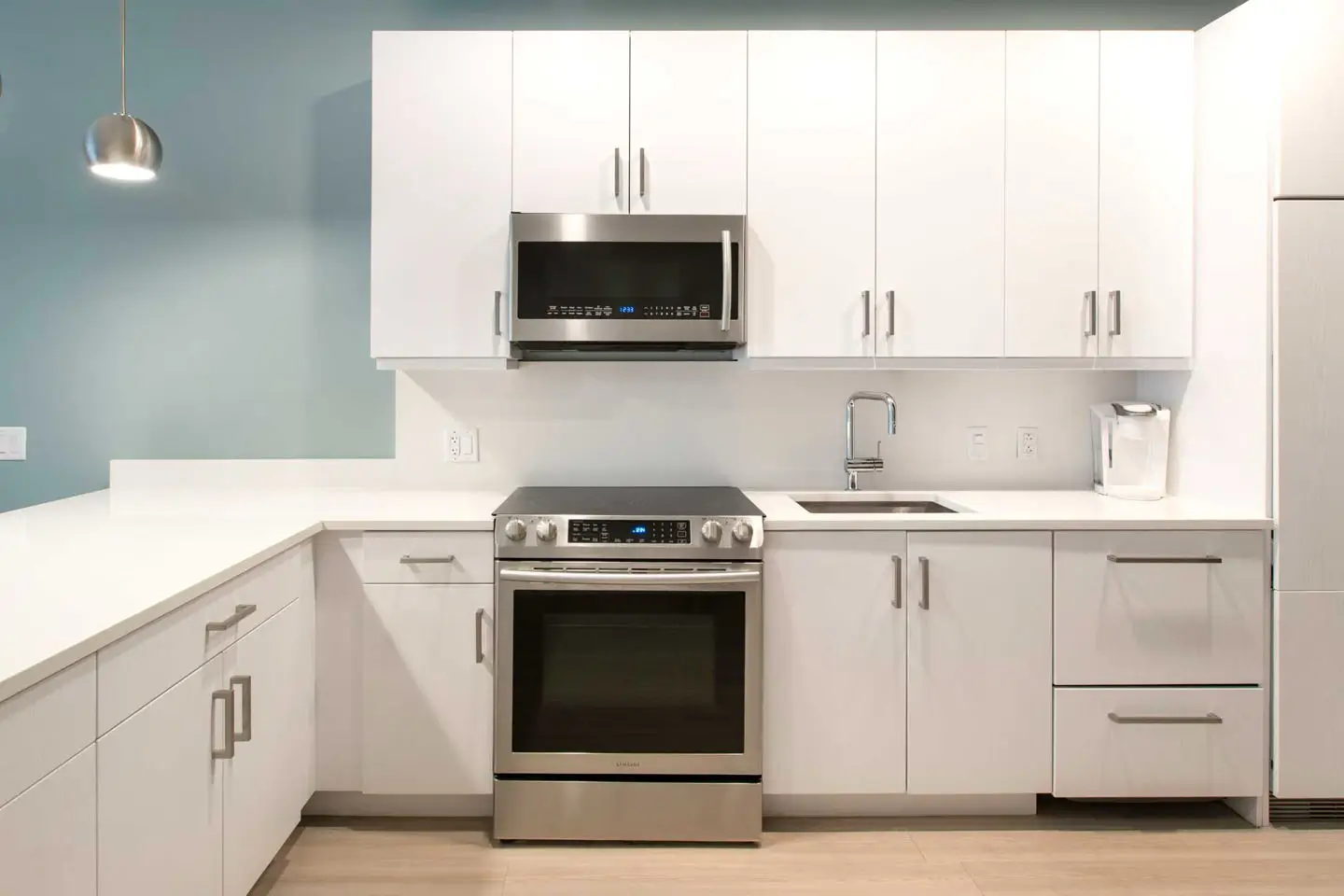 apartment kitchen with stainless steel appliances