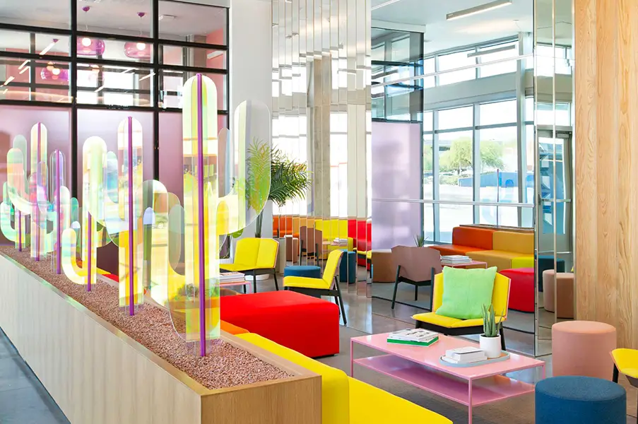 Clubhouse with colorful lounge seating
