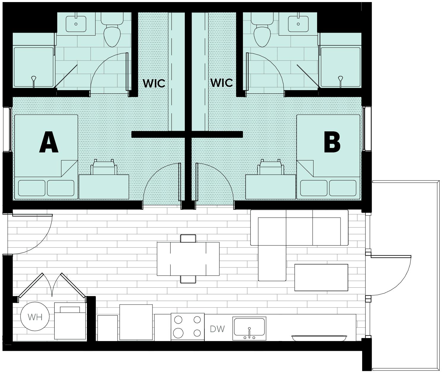 Rendering for 2x2 A floor plan