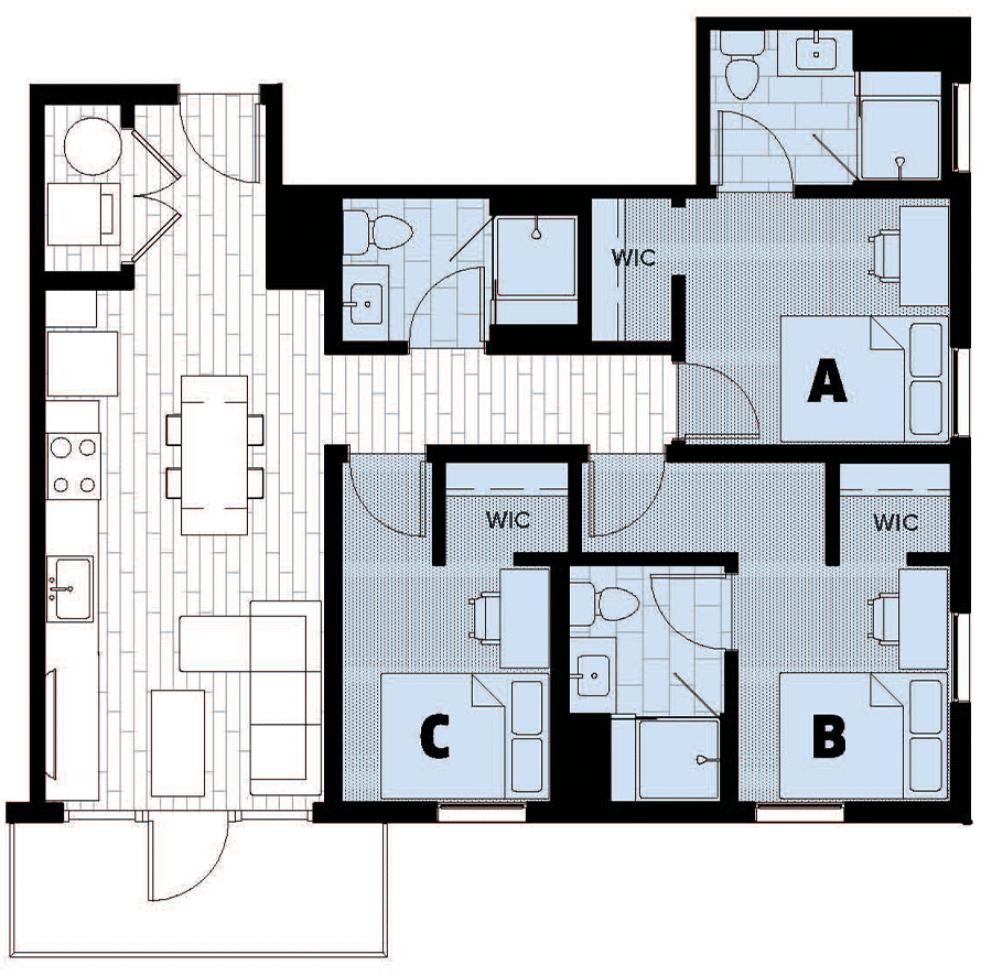 Rendering for 3x3 floor plan