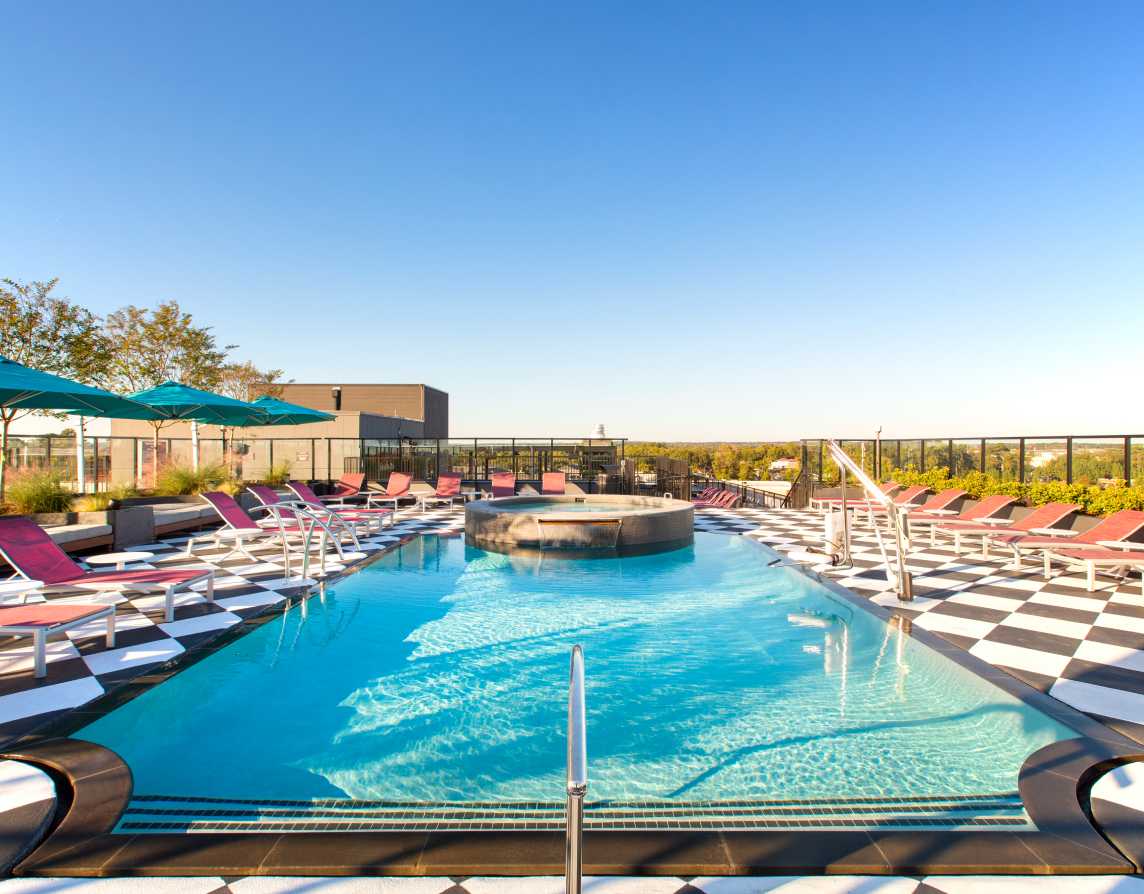 A rectangular swimming pool