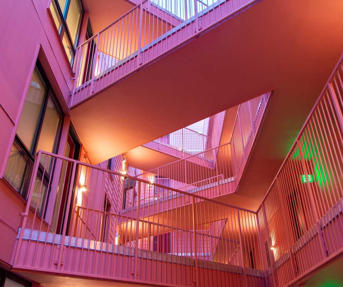 A pink stairwell