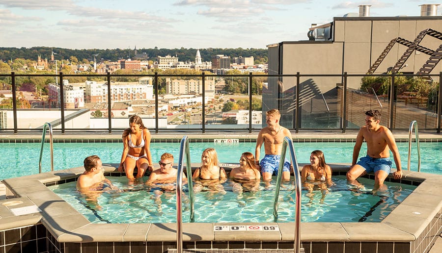Rooftop Sundeck, Pool and Hot Tub