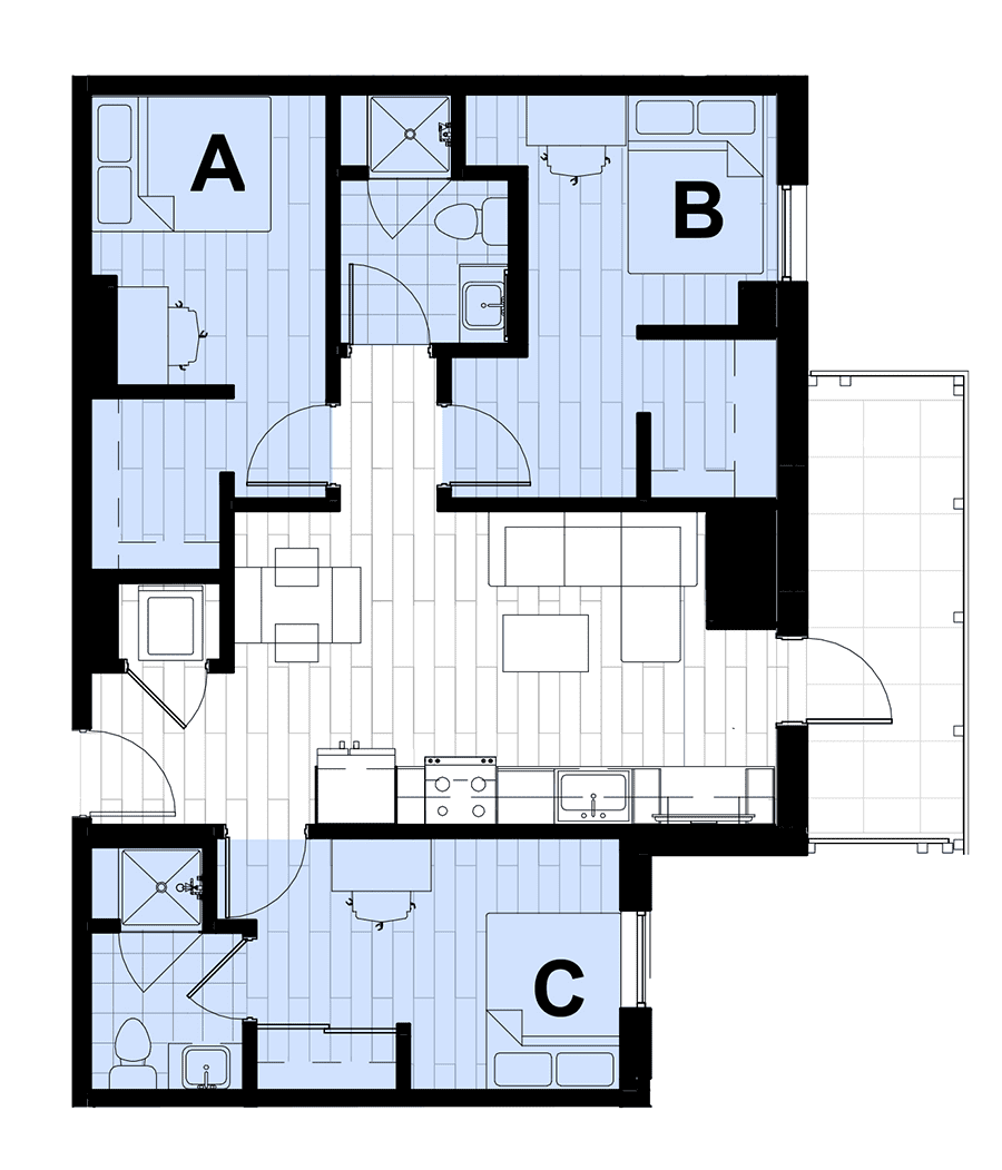 Rendering for 3x2 - A floor plan