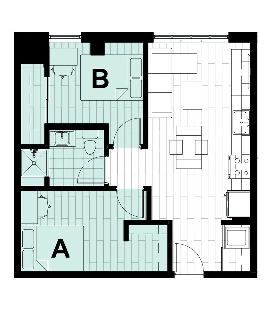 Rendering for 2x1 - A floor plan