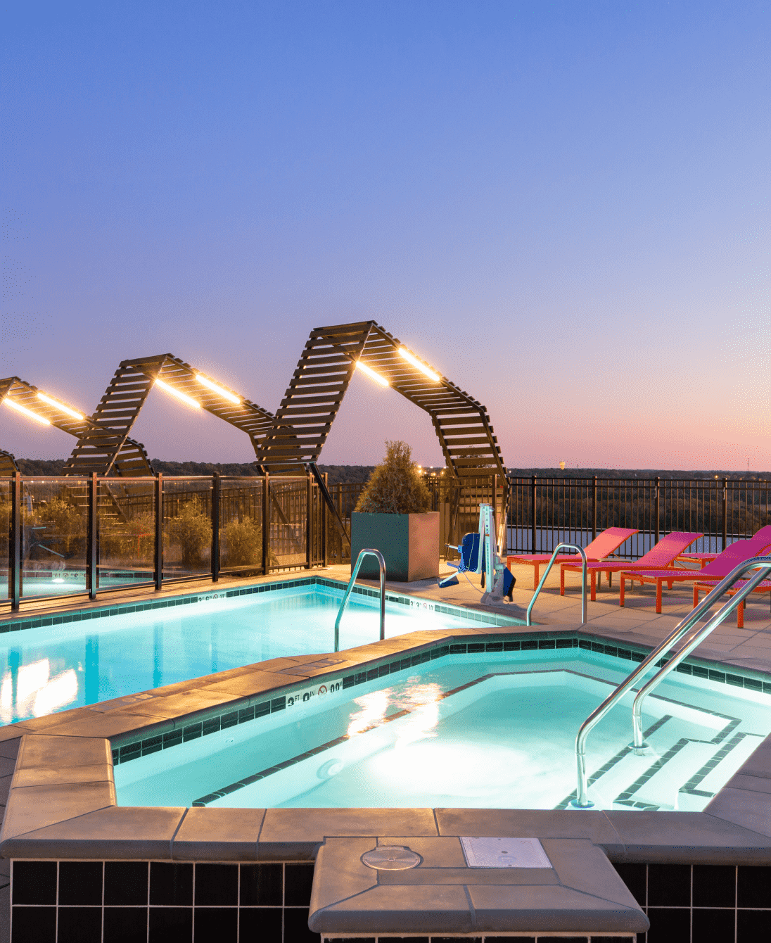 Swimming pool at night