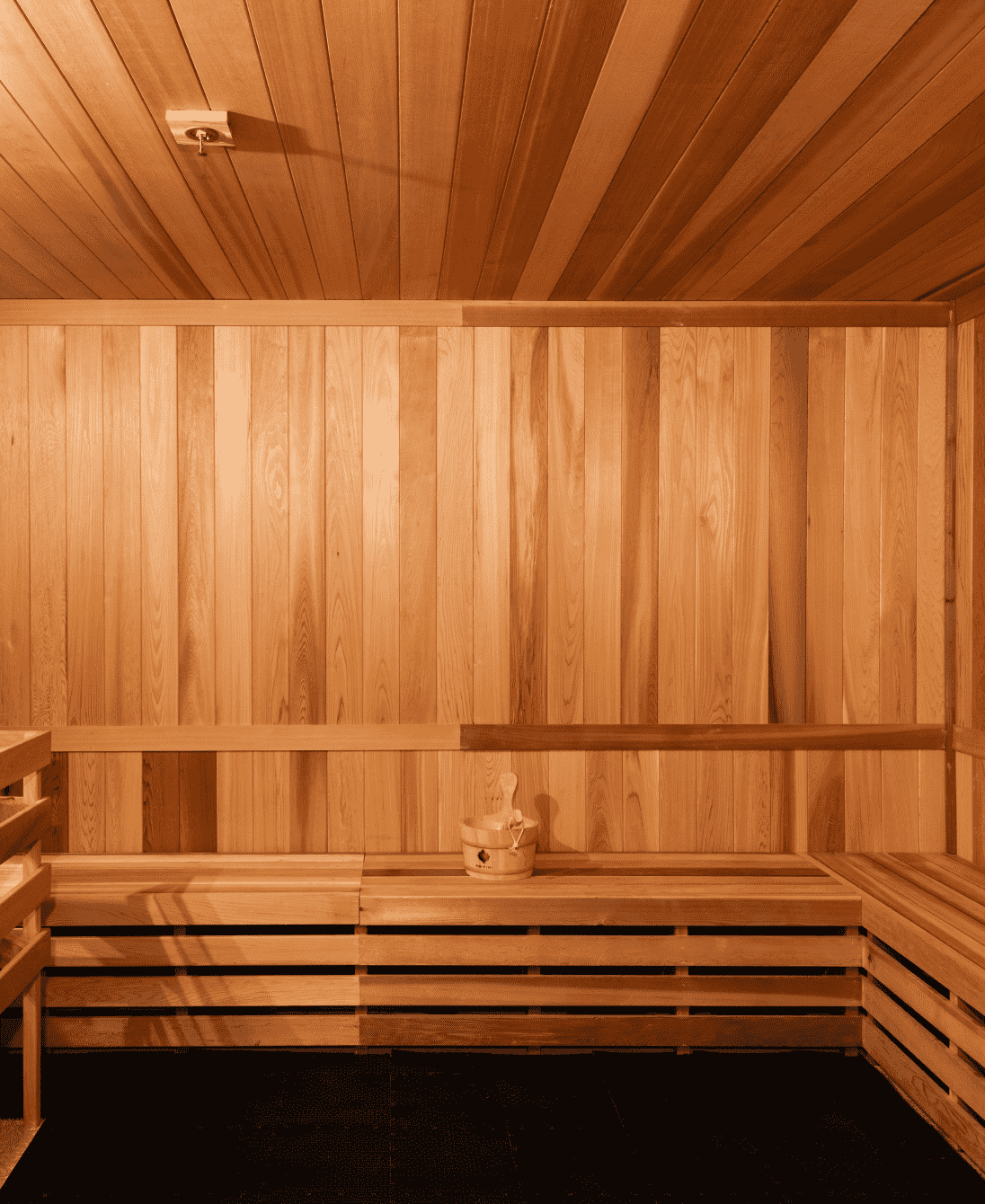 Wooden sauna room