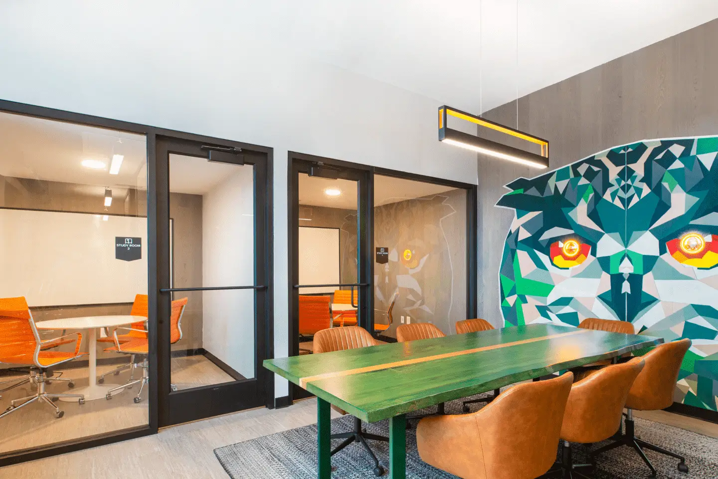 private study rooms and group study desks