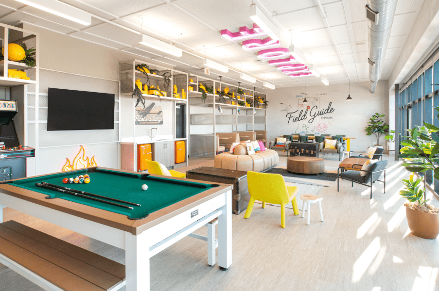 Common area with a pool table
