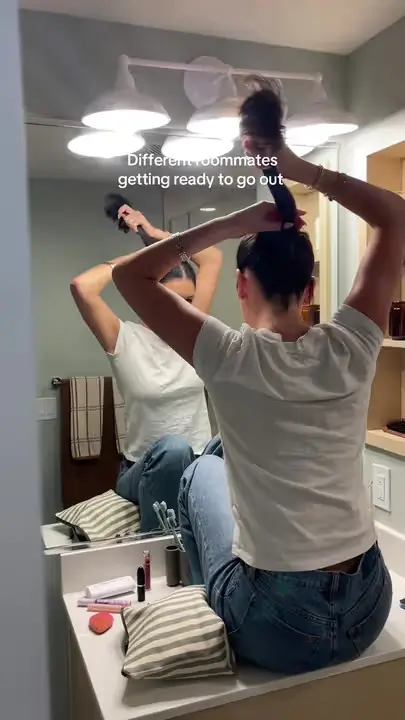 A person doing their hair